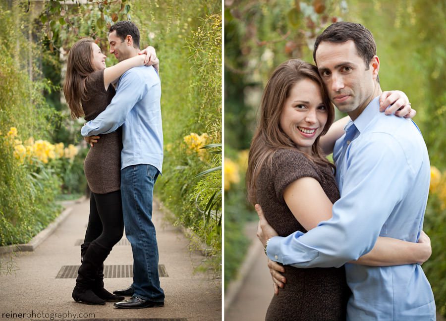 Longwood gardens engagement session indoors at the conservatory