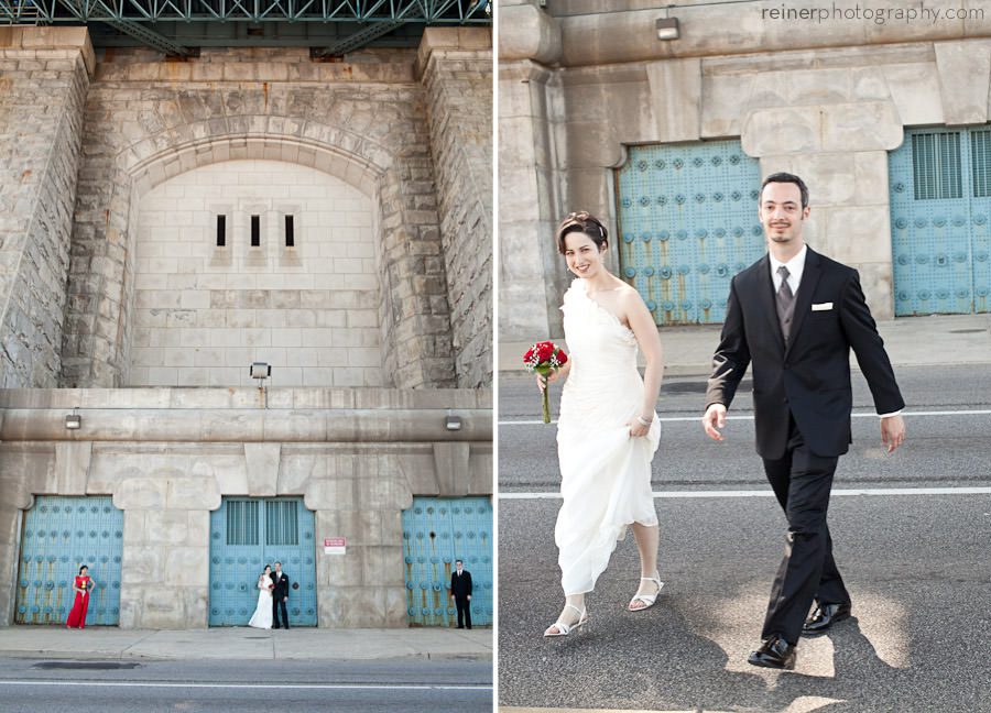 wedding couple at race street pier philadelphia
