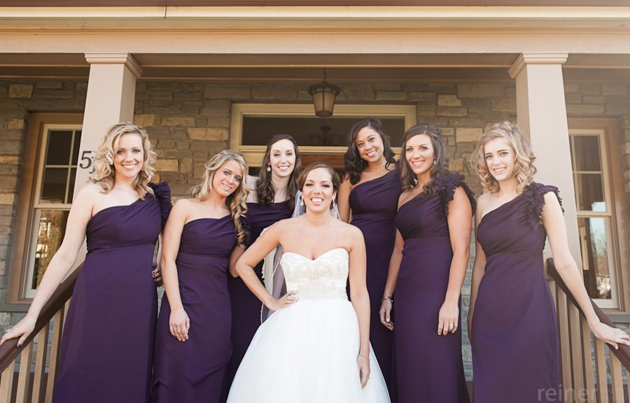 bridesmaids in West Chester before wedding at St Agnus Church