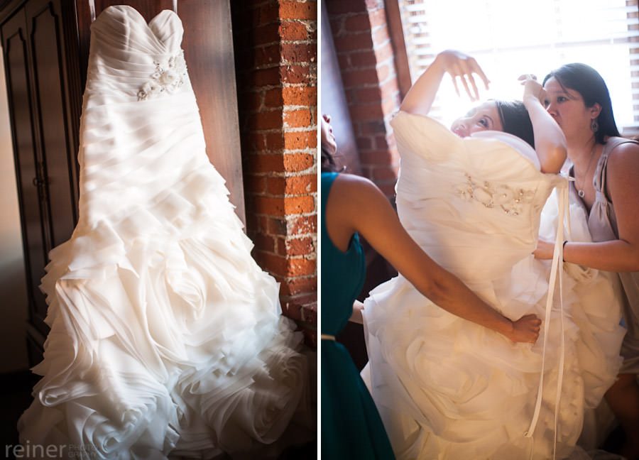 Cork Factory Hotel in Lancaster PA wedding photographer Reiner Photography bride getting ready for her wedding at the Cork Factory Hotel in Lancaster PA