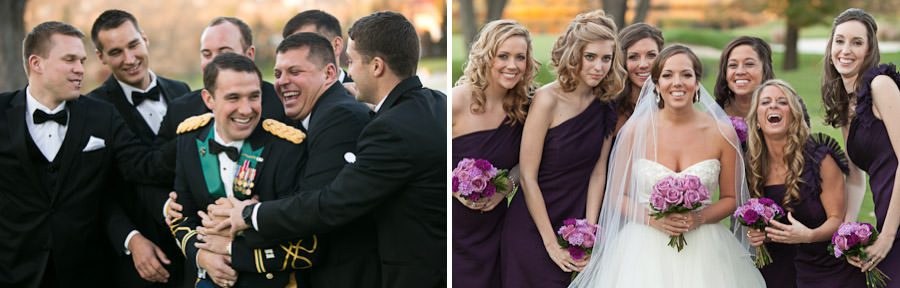 wedding party pose for photographers at Downingtown Country Club