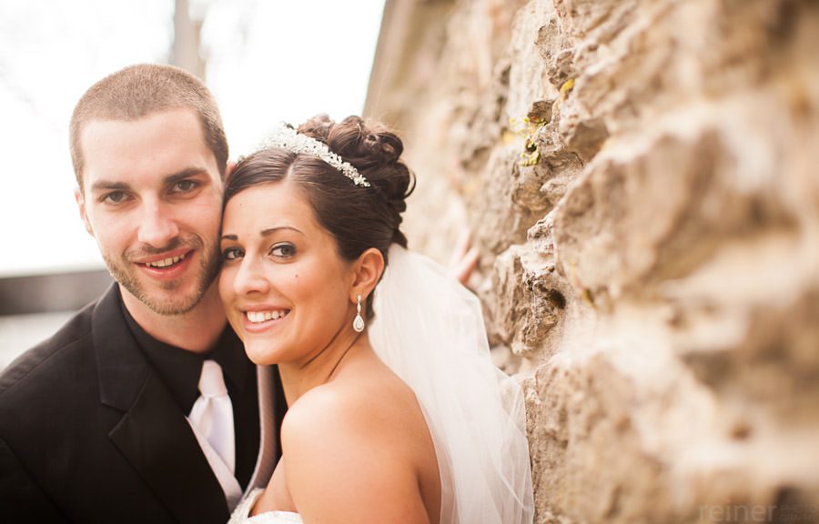 bride and her groom at Kriedersville covered bridge in Northhampton PA - Allentown PA wedding photos by Reiner Photography