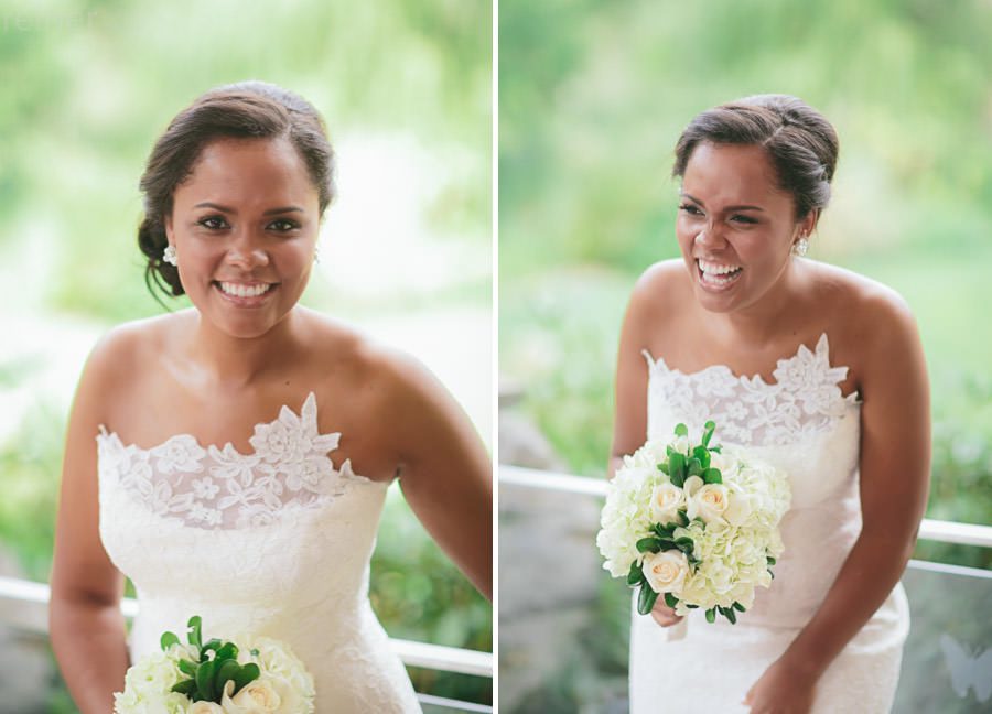 Alpenhof bed and breakfast Old Mill Wedding Rose Valley PA Bride Laughing Portrait