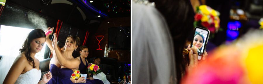 bride in limo wedding photography at Moorestown Community House in Moorestown New Jersey by Reiner Photography