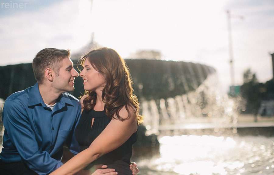 fountain at logan square philadelphia PA engagement photos