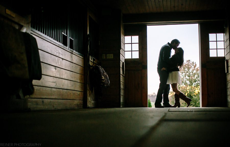 silhouette engagement photos in  barn door