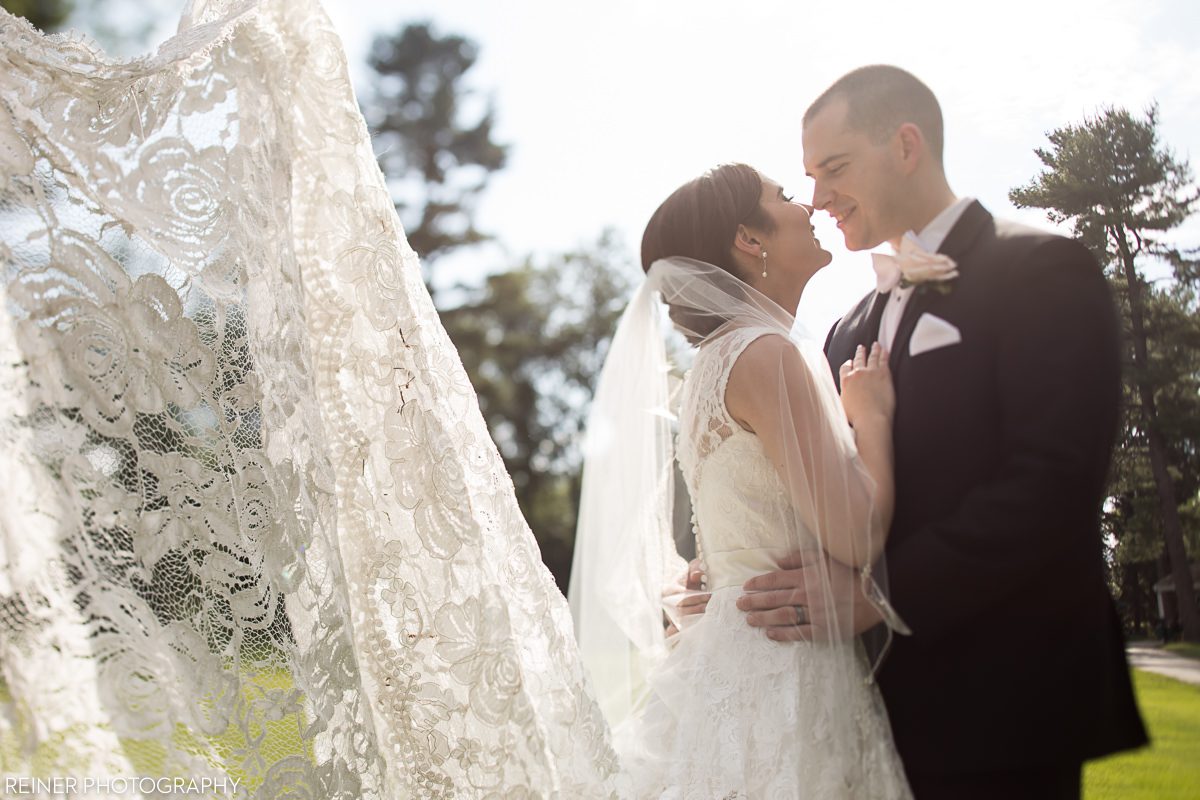 bride and groom photo outside of Downingtown Country Club Wedding