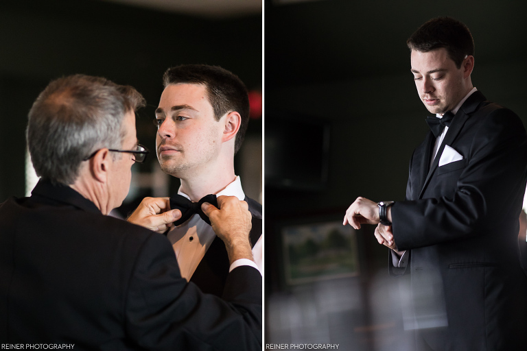 groom getting ready for Wedding at Manufacturers' Country Club