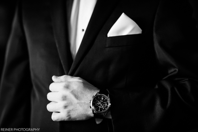 groom's watch and suit